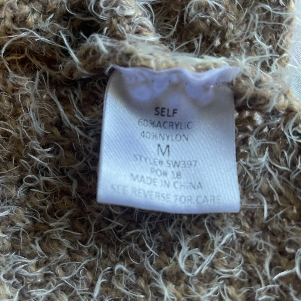 Ezra Brown Fringe Sweater Women's Size Medium Oversize - Picture 6 of 6